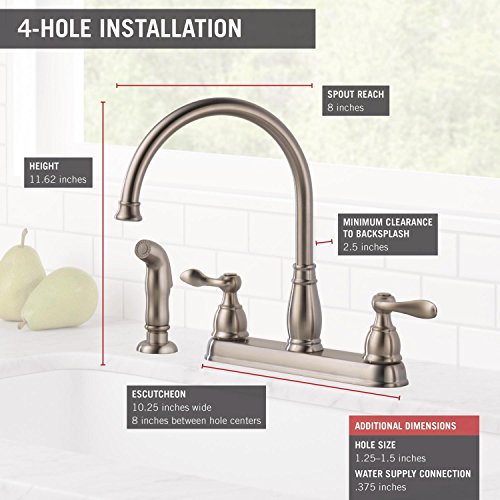 Delta Faucet Windemere 2-Handle Kitchen Sink Faucet with Side Sprayer in Matching Finish, Stainless 21996LF-SS