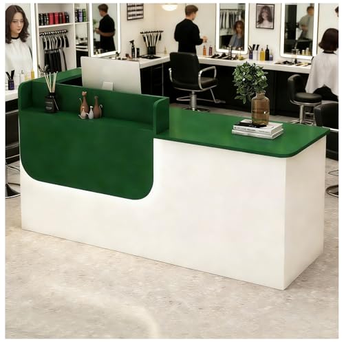 Escritorio moderno con iluminación LED, con cerradura, estante para teclado, 140 x 60 x 100 cm, ideal para vestíbulos corporativos y retais