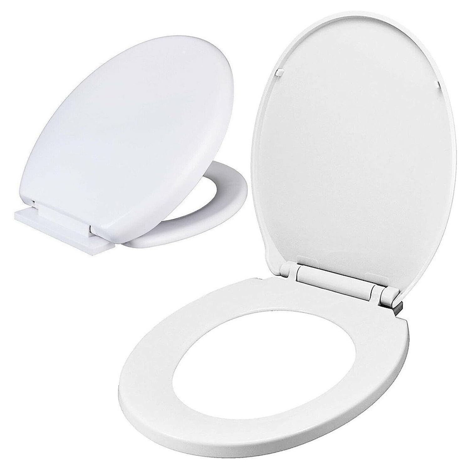 Yorkshire Homeware Quick Close Toilet Seat | Bathroom Seats Oval Shape | Quick Release for Easy Clean Simple Top Fixing | Removable Lid for Easy Assembly, L 41-44cm x W 35cm (White)