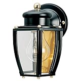 Westinghouse 6696100 One-Light Exterior Wall Lantern, Matte Black Finish on Steel with Clear Curved Glass Panels