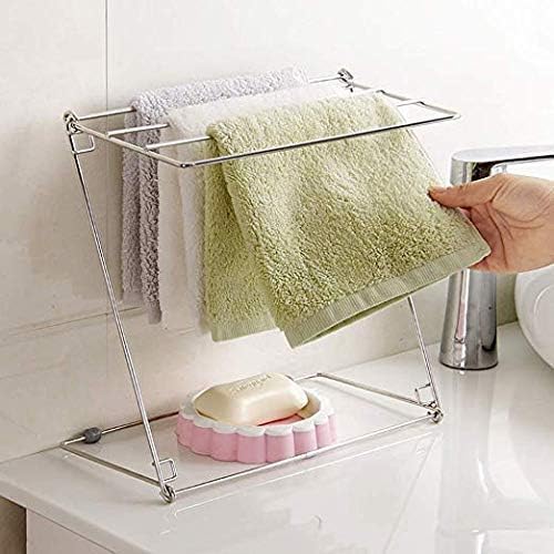 15 WEST 31430 Stainless Steel Towel Stand Rack Towel Hanging Holder 4 Layers Kitchen Washing Cloth Draining Rack Shelf Dishcloth Storage Hanger Shelf Bathroom Kitchen Organizer Accessories