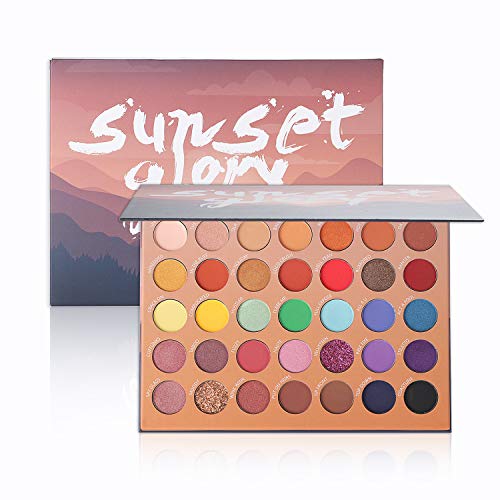 JASSINS 35 Colors Eyeshadow Palette,High Pigmented Eye Makeup Palette Glitter Matte Metallic Shimmer Eyeshadow Powder Blendable Sweatproof and Waterproof Long Lasting