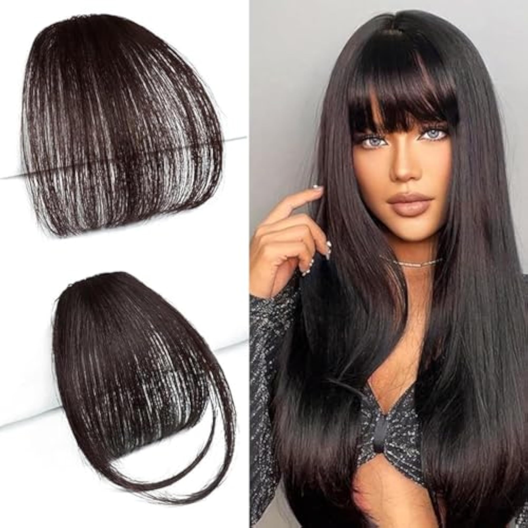 2 PCS Clip in Bangs Hair Extensions for Women