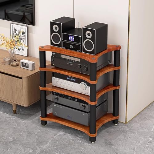 HOFSSI 4 Tier Media Stand Audio/Video Component Cabinet for Store Cable Boxes, DVD Players, Streaming Devices, Home Theater Receivers, with Shock Absorber Feet (Size : 60 * 48 * 82cm)