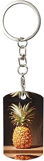 Pineapple Painting Print Keychain Metal Key Chain Holder Key Tags Pendant Gifts For Men Women