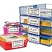 Really Good Stuff Basket and Bin Label Holders with Labels - 12 Pack - Storage for Classroom Organization - Plastic Label Clip & Holder for Baskets - Clear and Durable