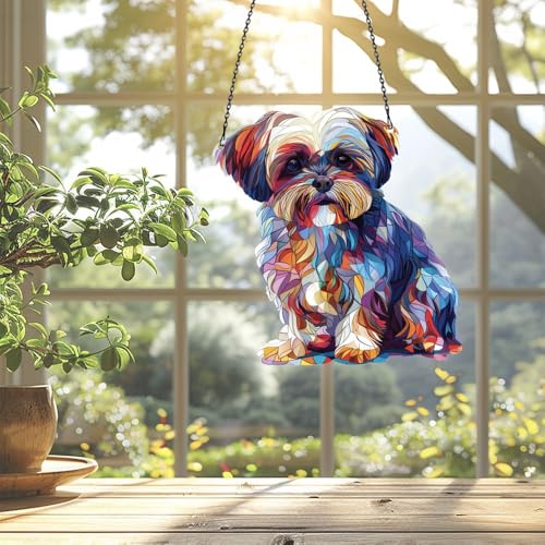 Image of Shih Tzu Acrylic Ornament Gift for Dog Lovers Christmas Car Hanging Decor