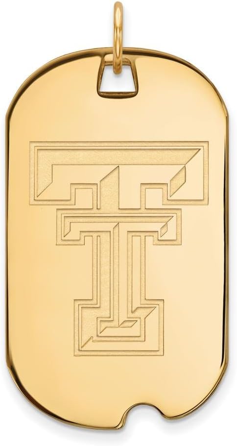 Texas Tech Large (3/4 Inch) Dog Tag (14k Yellow Gold)