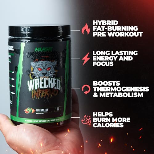 Image of Wrecked Inferno - Thermogenic Pre Workout For Men & Women, Increase Energy, Boost Thermogenesis & Metabolism, Enhance Exercise Performance - Contains L-Citrulline, L-Carnitine, Beta-Alanine & More