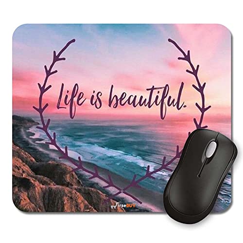 Image of Rectangle Mouse Pad, Anti Slip Rubber Life is Beautiful Mousepads Desktops Gaming Mouse Mat Customized Designed for Home and Office, 8.6 X 7.08 Inches