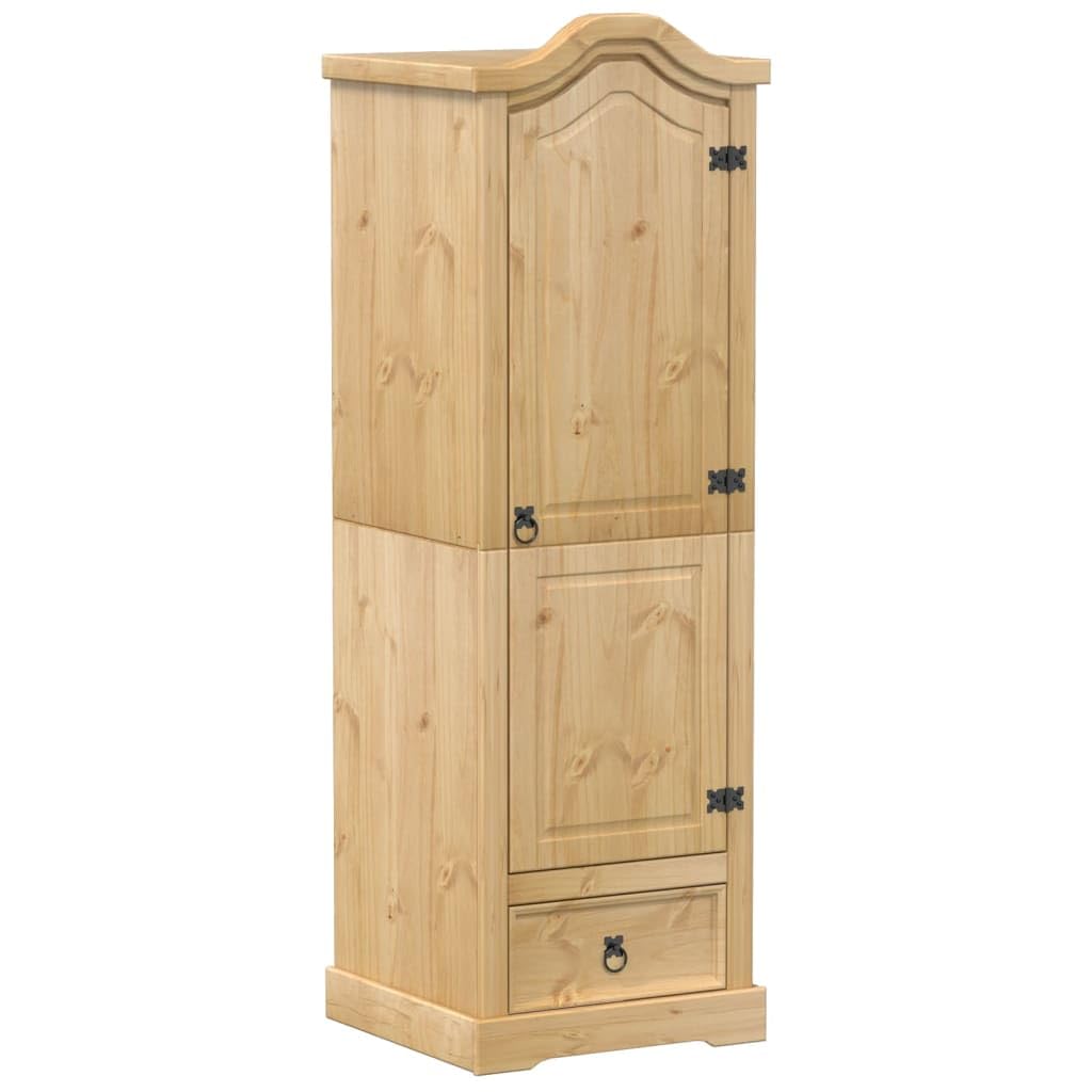Szafa na ubrania z litego drewna sosnowego 55 x 52 x 170 cm z metalowymi uchwytami i dużą ilością miejsca do przechowywania ubrań i akcesoriów, wytrzymała szafa z drewna sosnowego z