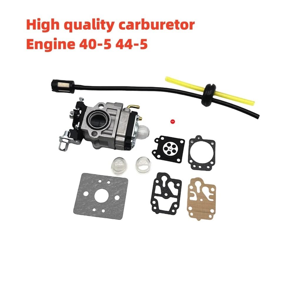 15-mm-Vergaser-Kit for Freischneider 43 cc, 49 cc, 52 cc, Freischneider mit Dichtungsschlauch, Zündkerze, Benzinfilter, Ersatzteile 40-5 Zubehör für Rasenmäher(Red)