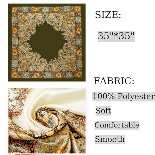 Large Square Head Satin Scarf Silk Feeling Hair Scarf 35"Head Scarves Bandana for Women Headscarfs for Women's Hair3