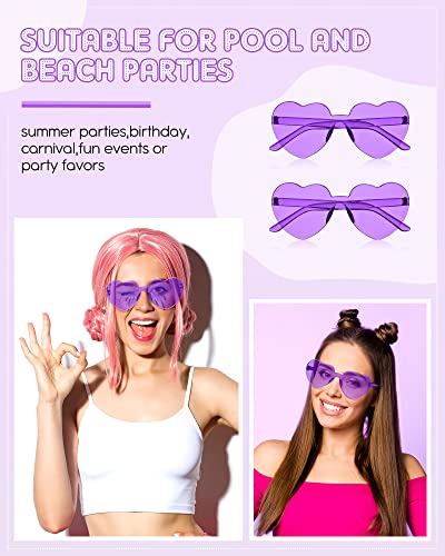 Colzzy 16 Pair Heart Shaped Sunglasses Bulk Witch Birthday Party Sunglasses Candy Color Eyewear for Party Women (Purple)4