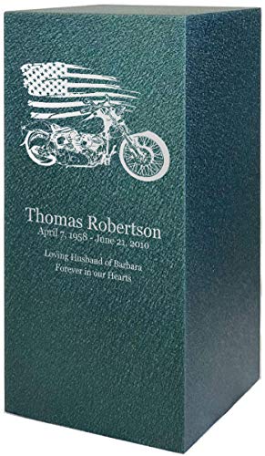 Motorcycle Personalized Cremation Urns for Human Ashes | Metal Funeral Urn for Adult Men and Women | Custom Engraved | Made in USA by Amaranthine Urn Company | Color Options Available