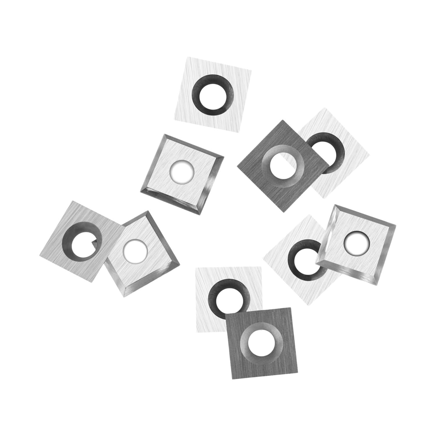 10pcs Square Tungsten Carbide Inserts 10.5×10.5×1.5mm, Turning Cutters 35 Degree for Woodworking Planer