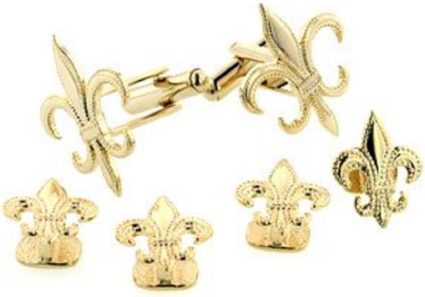 JJ Weston Fleur de Lis Tuxedo Cufflinks and Shirt Studs. Made in the USA.