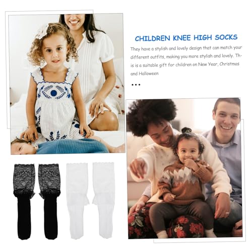 GALPADA 2pairs Girls School Socks Boy Girl Lace Socks Breathable Dress Accessories4