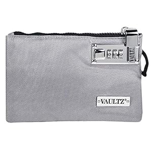 Vaultz Money Bag with Lock – 5 x 8 Inches, Men & Women’s Locking Accessories Pouch for Cash, Bank Deposits, Wallet, Medicine, Phone and Credit Cards – Gray