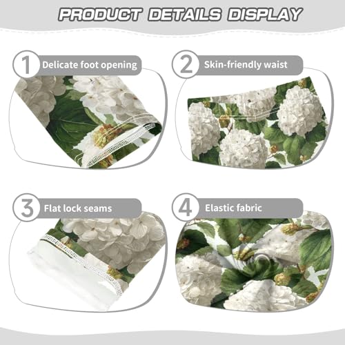 Girls Leggings White Hydrangea Flowers Soft Toddler Leggings for Girls Kids Pants Size 4T-10T3