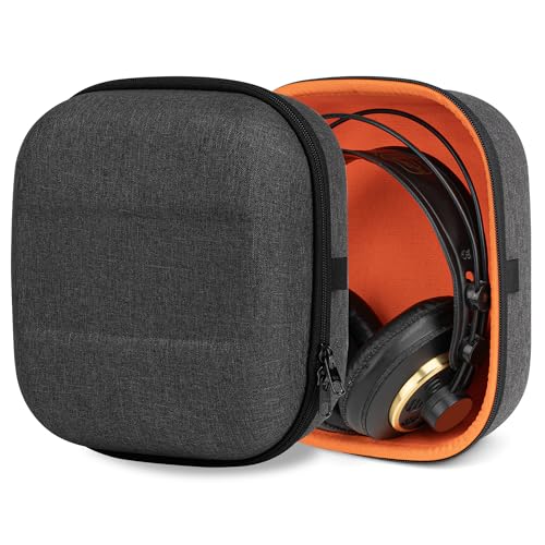 Geekria Shield Case Compatible with AKG K340, K240, K242, K271, K272, K142 Headphones, Replacement Protective Hard Shell Travel Carrying Bag with Cable Storage (Dark Grey)