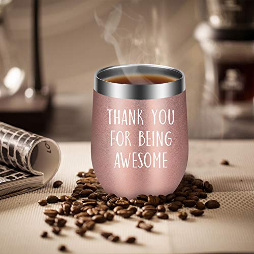 Leado Thank You For Being Awesome Wine Tumbler - Thank You Gifts For Coworkers, Friends - Teacher Appreciation Gifts, Coworker Gifts For Women - Funny Birthday Gifts For Mom, Daughter, Sister #TOP6