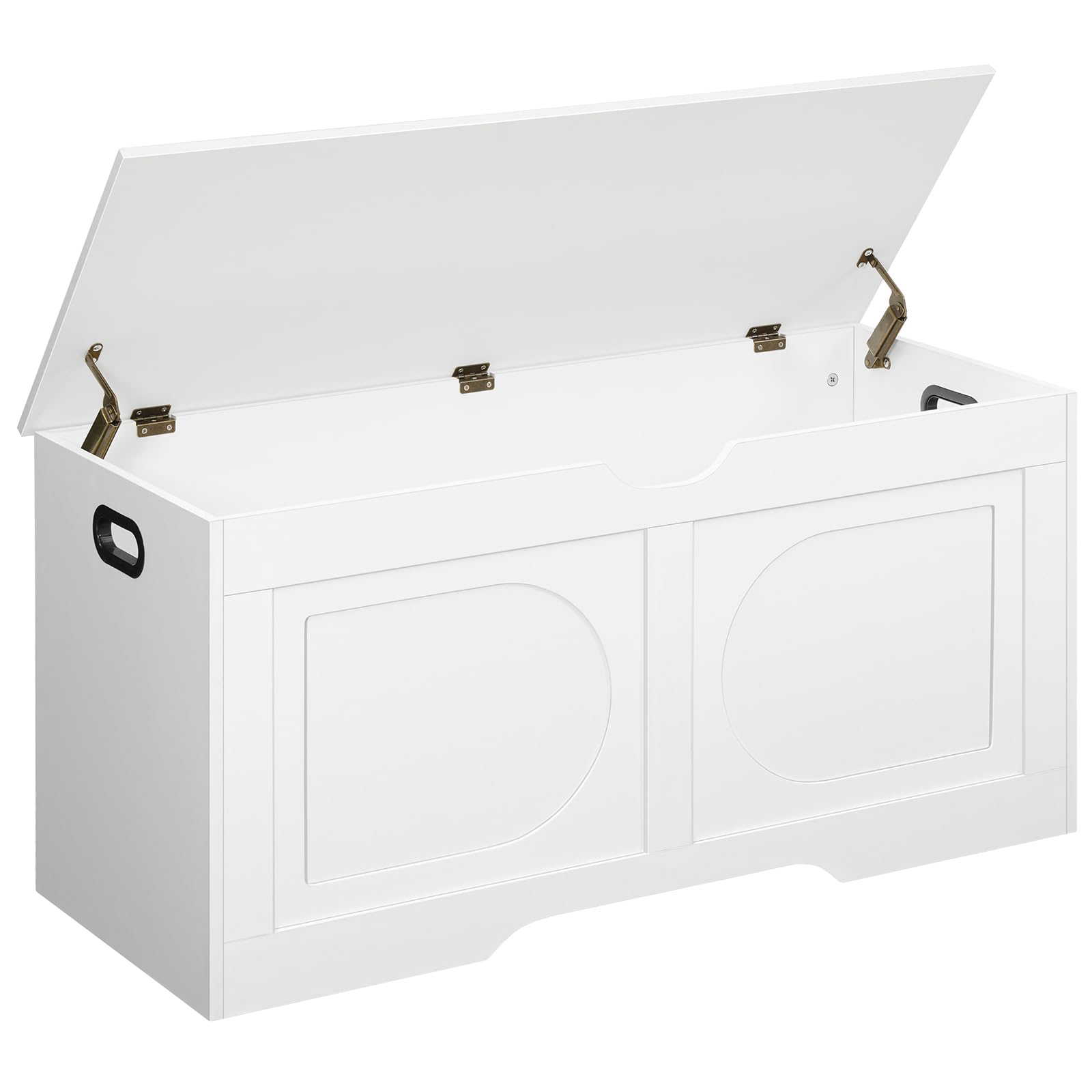 MAHANCRIS Truhe, Sitzbank mit Stauraum, große Spielzeugkiste, Schuhbank, Spanplattentruhe, 100 x 40 x 48 cm, für Eingangsbereich, Schlafzimmer, Wohnzimmer, Weiß ASCWT2001