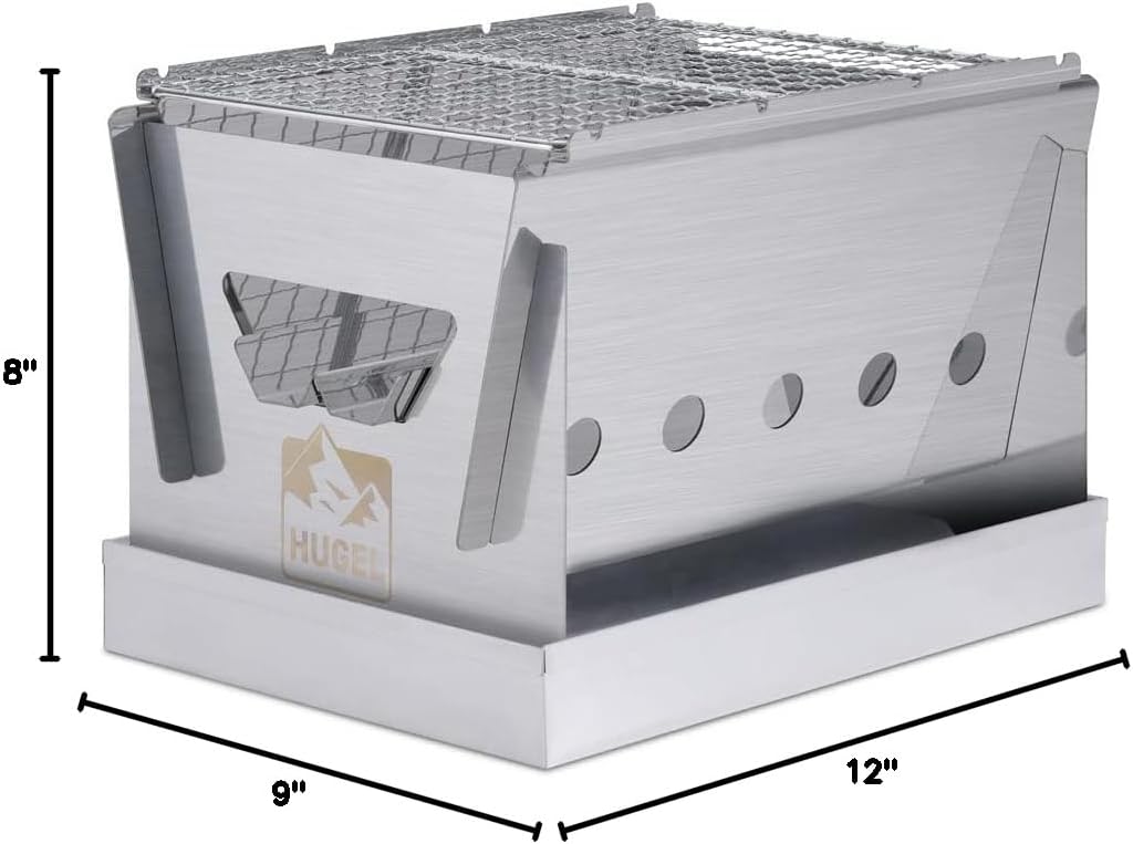 Iris Ohyama CBBQ-300 Compact BBQ Stove, Stainless Steel, Folding Stove, 3-in-1, Includes Grill and Storage Bag, Tabletop, Silver