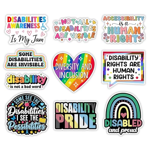 Image of MAIANEY | Disability Awareness Sticker Pack - 10PCS, 3x3 inch Inclusion & Diversity Vinyl Stickers, Disability Pride Decals for Laptop, Classroom, Accessibility, Neurodiversity Advocate Gift