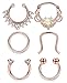 LOLIAS 6 Pcs 316L Stainless Steel Nose Rings Septum Piercing Body Jewelry Rose Gold-tone