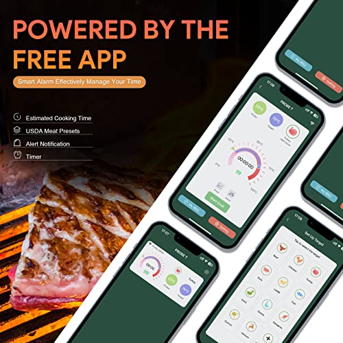 Mofweb Wireless Meat Thermometer, Bluetooth Meat Thermometer Smart Food Thermometer With 165 Ft Range For Grill Oven Bbq Cooking Rotisserie Sous Vide At Home Kitchen Outdoor #TOP3