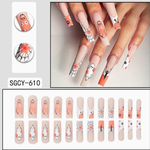 Halloween Press On Nails Design Reusable Fake Nails for Women Party (24PC) - image 6