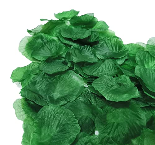 SAMHENG 1000Pcs Rose Petals Artificial Silk Petals for Wedding Party Valentine's Day Romantic Decorations Confetti Table Fake Flowers Roses Petals Dark Green - Image 2
