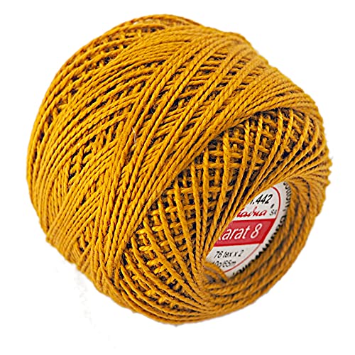 Cotton Crochet Embroidery Yarn 71yd/65m Quality Ball 0.35oz/10g Thread Floss Size 8 (Toffee 442)