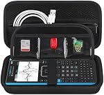 BOVKE Graphing Calculator Carrying Case for Texas Instruments TI-Nspire CX II CAS/CX II/CX/CX CAS Calculator and More - Mesh Pocket for USB Cables and Other School Supplies, Black + Inside Black
