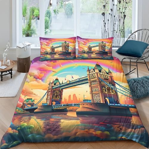 Funda nórdica arcoíris doble de 200x200cm con 2 fundas de almohada 2