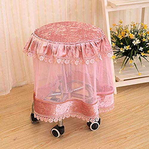Housse de chaise de banc rond dentelle et coussin de tissu pour tabouret de salon