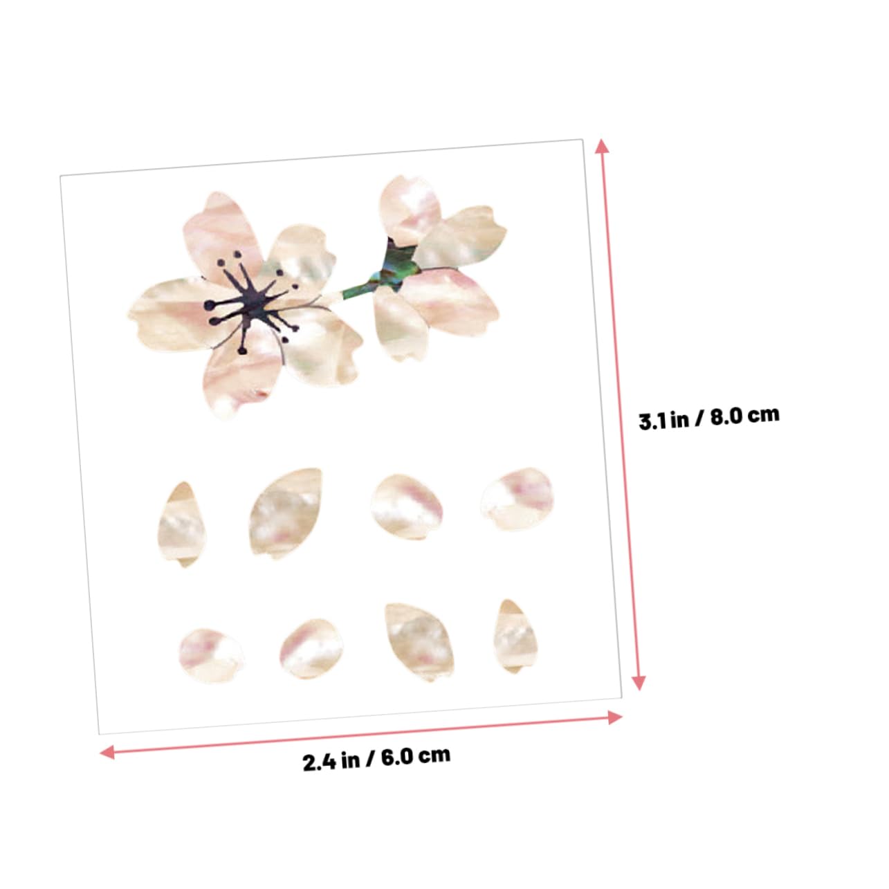 HEMOTON 2Pcs Cherry Blossom Tree Decorative Guitar Fretboard Stickers Self Adhesive Ukulele and Bass Guitar Decals for Creative and Personalization