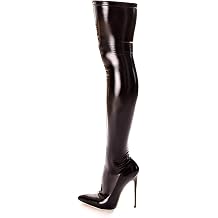 Women Sexy Metallic PU Leather 12mm Super High Heel Stiletto Long Boots