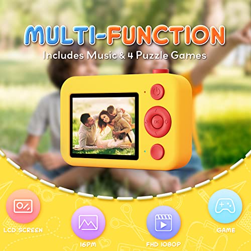 Kids Camera For Boys And Girls, Supreun Kids Digital Video Toddler Camera 1080P 16Mp Video Camera Recorder Compact Point And Shoot Camera Christmas Festival Birthday Gifts For Kids Toys,32Gb Tf Card #TOP3