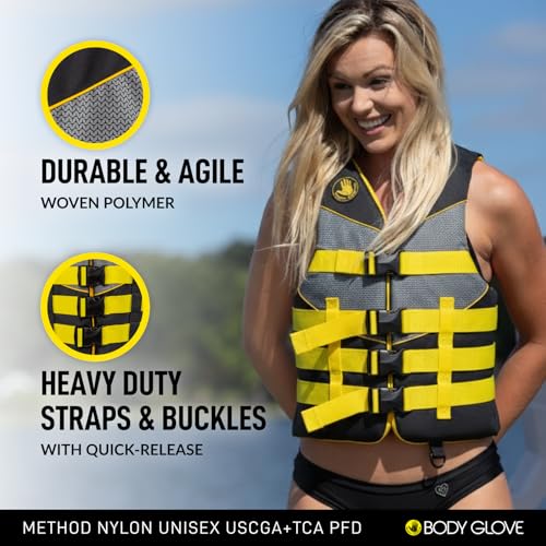 Image of Body Glove Adult PFD Life Vest. Durable Polymer Shell, Lightweight PE Foam, Oversized Armholes, 4 Heavy-Duty Adjustable Belts