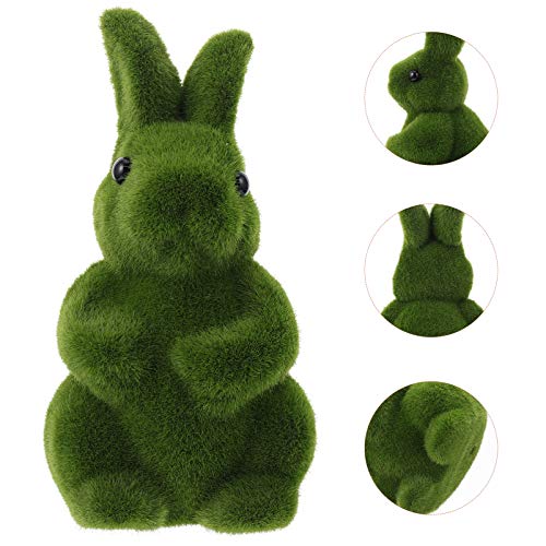 STOBOK Estatueta de Coelho de Musgo de Páscoa Peludo Reunido Estátua de Coelho Verde Em Pé Escultura