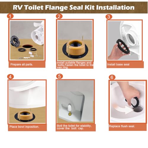 Image of Toilets New Installation or Reinstallation Waste Line for Plumbing Below Floor,Fit for RV 300 /310 /320 RV Toilets, RV Camper Trailer Toilet,4 in 1 Kit