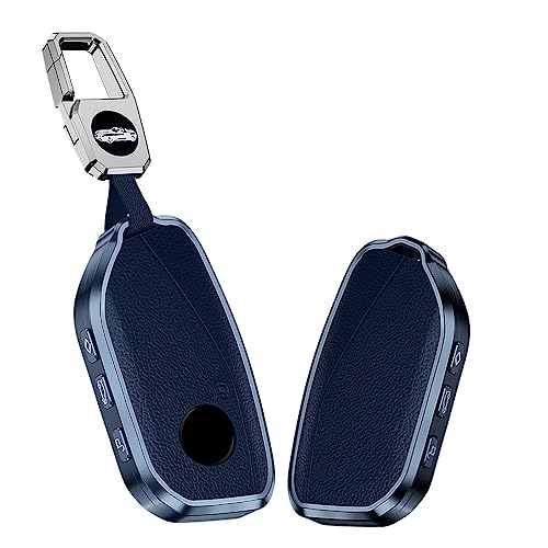 Coque de clé BMW X1 U11 X6 IX anti-choc en aluminium bleu avec porte-clés
