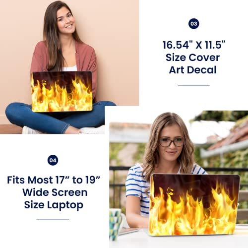 Image of LSS 17 17.3 Inches Laptop Notebook Skin Sticker with 2 Wrist Pads - Reusable Cover Protector Vinyl Sticker Cover Decal Fits 17 inch - 19 inch HP Asus Acer Samsung - Flame Pattern