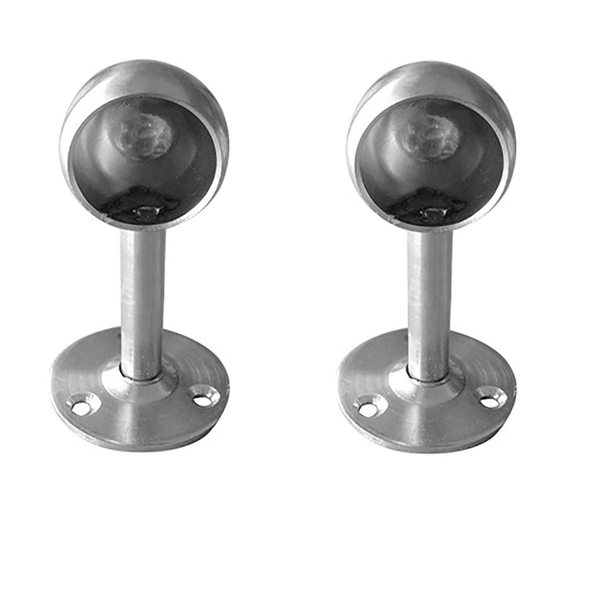 Unifizz Stainless Steel Curtain Rod Bracket 32mm Inner Diameter 95mm Length Ceiling Mount Rod Holder Closet Rod End Support Holder Pipe Flange Socket Half Passed Round Base Supports Socket Silver,2PCS