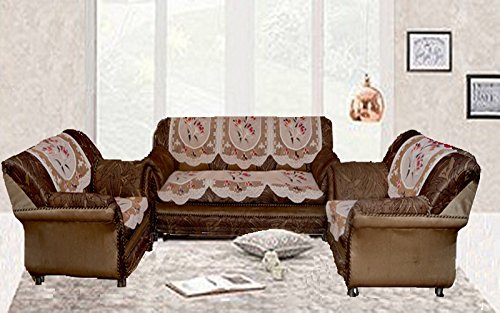 Kuber Industries 6 Piece Cotton Sofa Cover Set - Brown