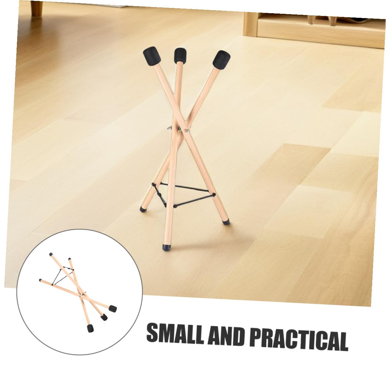 SHOWERORO Supporto Professionale in Legno Per Tamburo a Mano e Tamburo a Lingua, Treppiede Pieghevole Stabile Regolabile Per Strumenti a Percussione, Espositore Portatile Per Handpan