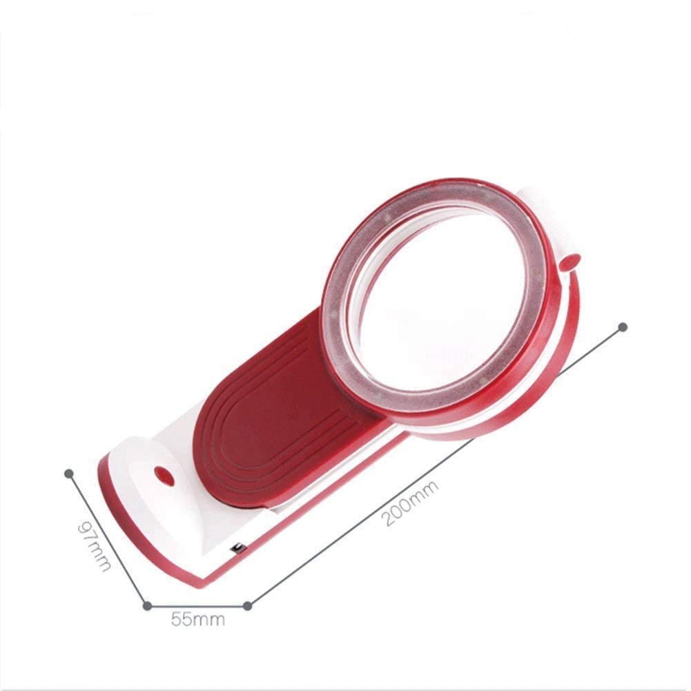Lupenlicht, 3X 4,5X 6X Handlupe Leselupe Schmucklupe, Rot