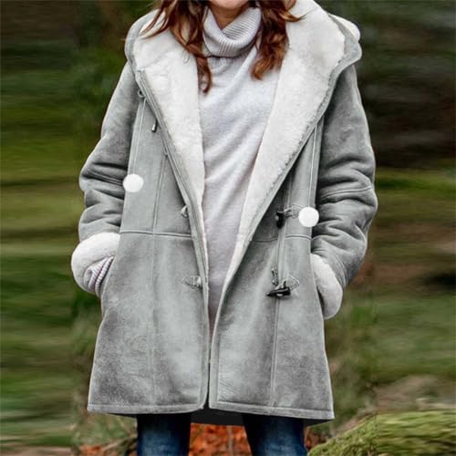 Winter Coats for Women 2024 Plus Size Fleece Coat Sherpa Lined Coat Button Hooded Jacket Warm Long Coat Parka Coat2